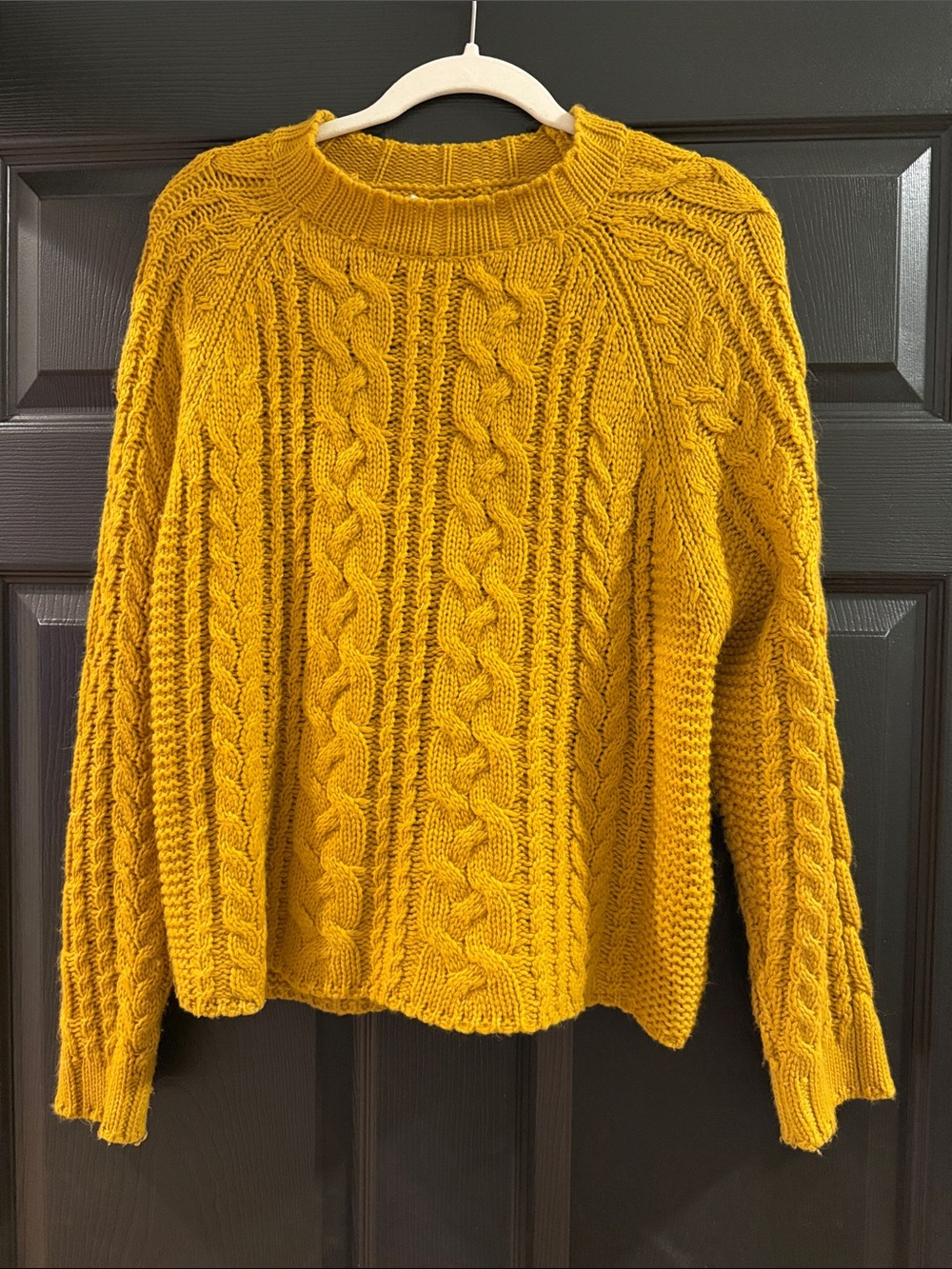 Elodie Mustard Yellow Cable Knit Sweater Size Medium